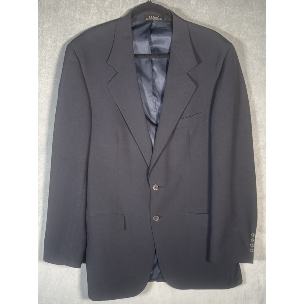 L.L. Bean Men's Navy 2 Button Wool‎ Blazer Sport Coat Size 40 Tall USA